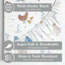 Sábanas para cuna bebé para niño niña paquete de 2 Sábanas ajustadas para moisés de noche Mezcla de algodón suave manteca para colchón estándar Compatible con Halo - Animales de granja - Ver 6