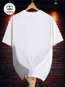 Camiseta% pura, estampado casual de manga corta para todas las estaciones - Negro - Ver 3