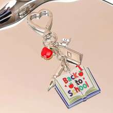 1pc Unisex Children's Creative Paintbrush & Palette Apple Keychain Pendant, Teacher's Day & Graduation Season Gift, Commemorative Backpack Charm Keychain - Multicolor - View 2