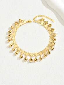 Vintage Bell Charm Anklet For Women - Yellow Gold - View 5