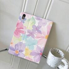 1 Piece White Base Soft Watercolor Pastel Floral Full Print Table Case - Multi-Angle Stand Protective Cover With Pen Holder Compatible With IPad Pro (M5)/ Air (M3)/ 10th Generation 10.9-Inch 2022 Smart CaseiPad 11(A16 2025)/Galaxy Tab S10+/S9/A9,Compatible With Oppo Pad,Compatible With Huawei Matepad,Compatible With Vivo Pad,Compatible With Honor Pad,Compatible With Lenovo Xiaoxin Pad - Multicolor - View 6