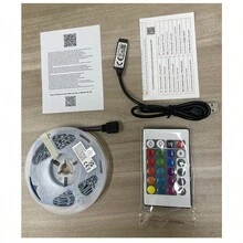 1 pieza Tira de luz LED inteligente, compatible con aplicación y control remoto, luces LED RGB sincronizadas con música, adecuada para dormitorio, fiesta en casa, decoración navideña, alimentada por USB - Blanco - Ver 2