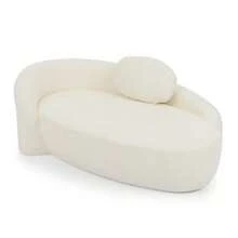 Minimalist Teddy Fleece Sofa With Rounded Design, Softly Padded Couch With Cushions, Versatile For Living Room, Bedroom And Studio. - 米色 - 查看 10