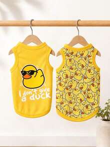 LUCKIE PAW 2pcs/Set Rompi Hewan Peliharaan Motif Bebek Kuning Kecil yang Lucu, Rompi Anjing Anti Kutu, Mengurangi Kerontokan Bulu, Isolasi, dan Bernapas, Cocok untuk Anjing Kecil & Besar, di Dalam & Luar Ruangan - Kuning - View 5