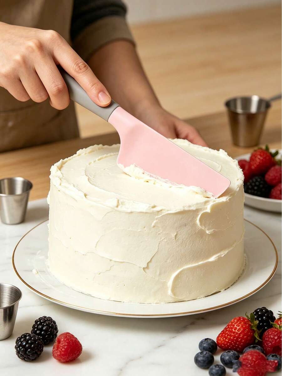 Silicone Oil Brush & Spatula, Pink Cream Spatula, Cake Scraper Set, Cream Scraper, Used For Cake Smoothing Cake Decorating Tools, Back To School Season - Multicolor - View 1