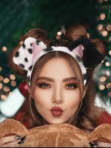 1/2/3pcs Dalmatian Adult Costume Set, Includes Puppy Ear Headband, Dog Tail, Red Collar, Suitable For Students, Women, Halloween Accessories - Multicolor - View 10