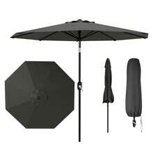 270cm Parasol With Crank And Tilt Function, UV50+ Resistant, Water Resistant, With 8 Ribs, For Garden, Terrace, Balcony And Pool - gris - Ver 1