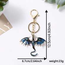 1 pieza Encantos de bolso góticos, llaveros de dragón de esmalte y strass con cierre de mosquetón, accesorio decorativo de metal multicolor de dragón, regalo para amantes de los juegos - Multicolor - Ver 11