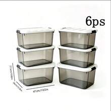 4 Pack Stackable Pantry Storage Bins With Lids, Tinted Plastic Containers With Secure Buckles, 47x34x27.5cm, Great For Food Snacks Kitchen Organization - Transparent - View 9