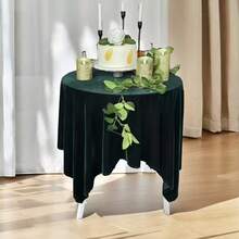 1pc, Velvet Tablecloth, Luxurious Elegant Rectangle Table Cover In Beautiful Color For Weddings, Parties, Events, Durable Seams For Long-Lasting Use - Dark Green - View 4