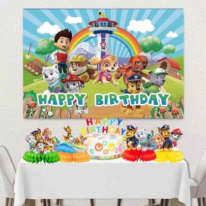 9PCS MINISO Paw Patrol Cartoon Honeycomb Ornaments, Birthday Party Display Set, Premium Paper Fan Table Decor, Multicolor Character Centerpieces, Lightweight Foldable Styling Props, Cake Table Scene Accessories, Celebration Decor Kit
