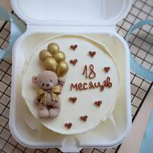 1pc Silicone Mold, Bear Holding Balloon Pattern, Birthday Decoration Accessory Mold, DIY Handmade Candle Mold, Resin Casting Mold - White - View 7
