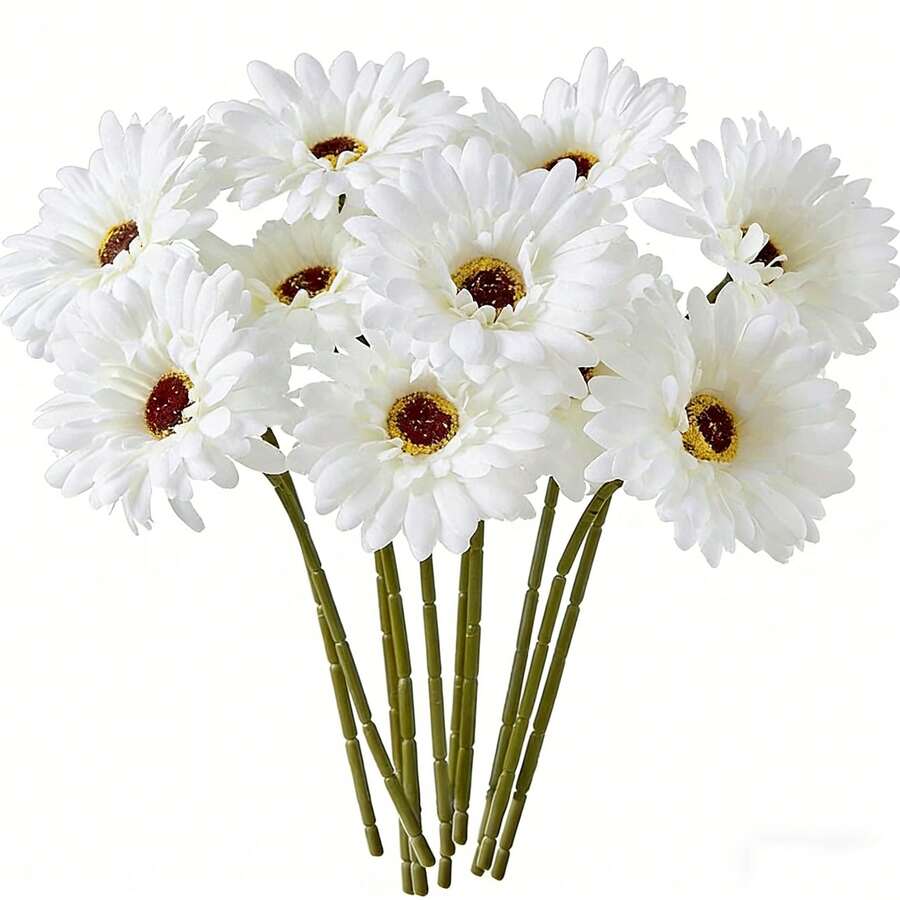 2/4/10/20支人造絲非洲雛菊花莖，大宗假雛菊，適用於DIY手工藝、居家、婚禮派對花瓶中心裝飾、桌面花環裝飾