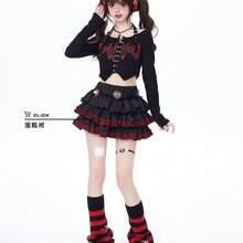 Women Skirts - Burgundy [Super Fluffy Cake Skirt] - View 5