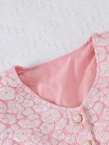 Robe en maille jacquard verte nuageuse pour filles, convient pour les vacances, les fêtes, les mariages - Rose bonbon - Voir 4