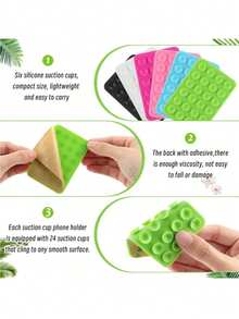 Phone Back Suction Cup Holder, Mark-Free Washable And Reusable, For Dorm Bed Selfie And Desktop Live Streaming, Strong Adhesive Non-Slip And Anti-Fall, For Home Bathroom Makeup And Kitchen Recipe Viewing, Compatible With All Phone Series, Cute Small Gift For Best Friend - Multicolor - View 8