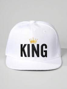 1件中性兒童嘻哈帽，刺繡KING皇冠平簷棒球帽，戶外可調節防曬休閒帽，適合男孩女孩春/秋季旅行穿著 - 彩色 - 查看 4