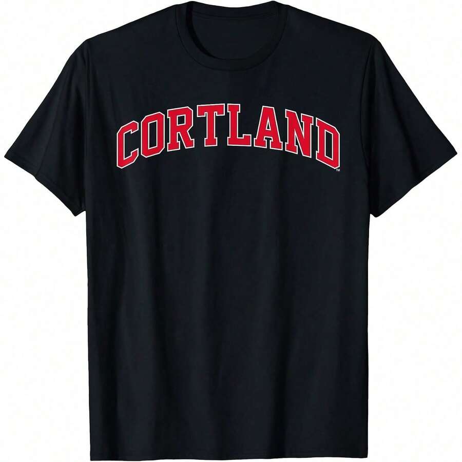 SUNY Cortland Red Dragons Classic Arched Type T-Shirt - Black - View 1