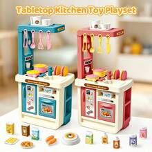 Realistic Desktop Kitchen Toy Set, Realistic Multi-Piece Cooking Tools Including Stove, Sink, Oven, Kitchenware, Rich And Complete Styles, Suitable For Boys And Girls Home Role-Play, Family Parent-Child Games - Multicolor - View 4