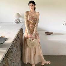 Women Long Dresses - Khaki - View 3