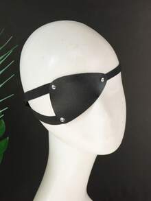 1 PC Adjustable Black PU Leather Pirate Eye Patch - Classic Cosplay Accessory For Halloween, Costume Role Play,Party - IN - View 2