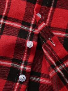 BOARNSEORL Young Boys Red Plaid Long Sleeve Shirt, Fashionable & Versatile, Suitable For Birthday Party, Wedding, Flower Boy, Christmas Party - Red - View 7