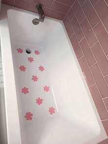 10/20/30/50pcs Flower Shaped Self-Adhesive Non-Slip Stickers, Frosted Texture Anti-Slip Anti-Fall, Easy To Cut And Apply, Suitable For Bathtub, Shower, Tile, Stairs - Pink - View 2