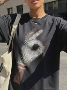 2026 New Summer Drake ICEMAN Tour 2026 Shirt, Habibti Album Graphic Tee, Vintage Hip Hop Concert T-Shirt Y2k Women Preppy Style Cotton T-Shirt Cotton Tops For Women Gothvacation Outfits Women  Summer Clothes Summer Tops Deeka - 黑色 - 查看 1