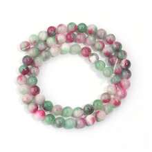 1pc 4/6/8/10/12mm Natural Rose Pink Green Agate Round Loose Beads, Smooth Material, Suitable For Handmade DIY Bracelet Necklace Earring Making Decoration Materials, Holiday Gift For Men And Women, Elegant Women's Gift, Handmade Accessory Spacer Beads, Craft Enthusiasts - Rose Red Green - View 12