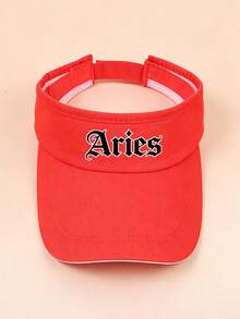 1PC Exclusive Constellation Red Visor Cap, Women Personalized Logo Sun Hat, Breathable & Comfortable, For Daily Wear/Outdoor Light Trips - Red - View 13