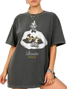 T-shirt vintage Bad Bunny Grammys – Tee-shirt surdimensionné Benito, T-shirt Benito, T-shirt de football Bad Bunny, t-shirt, tenues d'été pour hommes - Noir - Voir 1