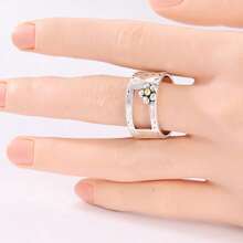 Women's Ring With Notch, 3D Flower, Artistic Style, Copper Ring - Two-color - View 2
