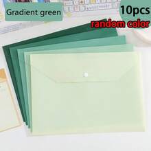 10 piezas/5 piezas Bolsas con Botón A4, Bolsas de Documentos de Plástico PP, Colores Frescos, Organizadores de Documentos Duraderos e Impermeables, Adecuados para Estudiantes y Uso de Oficina - Multicolor - Ver 9