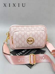 New Fashion Classic Versatile Solid Color PU Waterproof Fabric Diamond Pattern Design Retro Fashion Metal Decor Square Shoulder Bag - Pink - View 13