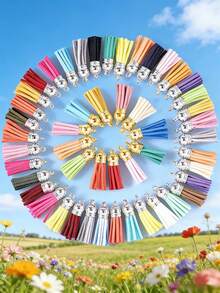 30/60/100pcs Assorted Vibrant Faux Suede Tassels With Gold Tone Caps - Rainbow Keychain Charms, Suitable For DIY Jewelry, Crafts And Phone Straps, Jewelry Making Accessories - Tassel - View 9