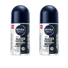 NIVEA Men Roll-On Deodorant Invisible Black & White Original, 72H Anti-Perspirant Protection, Fights Sweat & Body Odor, No White Or Yellow Marks On Clothes, Long-Lasting Freshness, 25ml, Pack Of 2 - 多樣化香型 - 查看 1