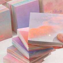 200 Sheets Gradient Color Sticky Notes, Simple Pattern, Strong Adhesion, Suitable For Messages, Notes And Memos, Cute High-Quality Student Style, Casual Back To School Style. Each Note Ranges From Pink Mist To Purple Clouds, Suitable For Use In Notebooks And Diaries. It Is Not Only A Sticky Note, But Also A Decorative Art Piece For Office And School Supplies - one-size - View 1