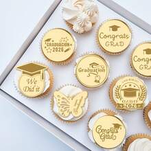 5 Set/10 Set Hiasan Kue Cupcake Cermin Emas untuk Wisuda, Selamat Wisuda 2026, Dekorasi Kue Pesta Wisuda - MultiWarna - View 1