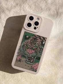 Funda de teléfono de silicona líquida con rayas de tigre rosa estilo Ukiyo-E japonés, protección completa del Body, a prueba de golpes y caídas, carcasa de goma suave TPU compatible con iPhone - Multicolor - Ver 1
