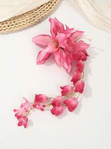 3Pcs Japanese Style Tassel Flower Hair Clips Large Floral Barrettes Pack For Women Cosplay Wedding Hair Accessories - Multicolor - View 4