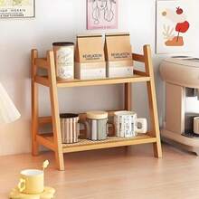 2-stöckiger Küchen-Organizer Aus Bambus Im Rattan-Look, Dekorativer Gewürzständer & Aufbewahrungsregal Für Kaffeekapseln, Tee & Tassen (Holz 27x18x29 Cm) – Ideal Für Arbeitsplatte, Vorratsschrank & Kochbereich, Natürliche Küchendeko Für Mehr Ordnung & Stil - A - Übersicht 7