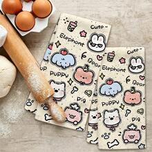 1pc/2Pcs/4Pcs Strawberry & Rabbit Printed Towels Ultra Soft Quick Dry High Water Absorbent Light Beige Towels With Lucky Letter Print Machine Washable Decorative Hand Towels For Kids Kitchen Bathroom - Multicolor - View 9