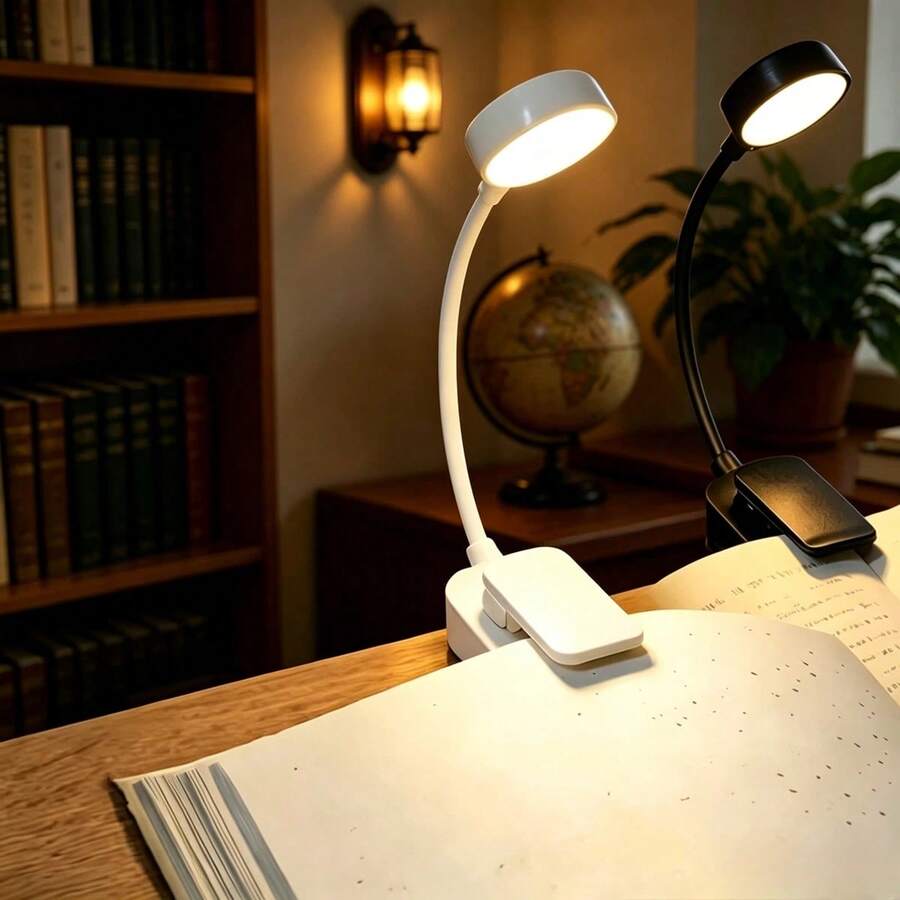 【便攜式 LED 閱讀燈】1件可調亮度夾式書燈-便攜式 LED 閱讀燈,適用於床邊、書桌、旅行使用-完美適用於書籍、平板電腦、手機-理想的學習、工作、夜間使用學習助手,現代設計,輕量化設計,便攜式燈 - 彩色 - 查看 1