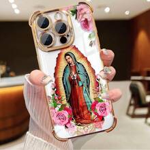 Funda para teléfono: Funda para teléfonoóvil con diseño de flores de la Virgen María, funda anti-caídas de cuatro esquinas, adecuada para 11, 12, 13, 14, 15, 16, 17promax, funda resistente para teléfonoóvil, cubierta protectora para smartphone, funda de la Virgen María. - Multicolor 6 - Ver 7