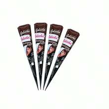 1/4pcs Golecha Henna Cone Cherry Red/Brown Henna Cones, Waterproof Temporary Tattoo Art, Suitable For Temporary Body Art And Tattoo Designs - Brown - View 9