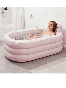 Freestanding Bathtub, Inflatable Bathtub, Bath Ball (Random Color) Combo Set, Perfect For Bathroom Bathing, After-Work Relaxation, Gym Ice Bath Tub, Durable PVC Material, Foldable Storage, 2 Size Options, Free Bath Ball, Suitable For Small Bathrooms, Summer Bathing Pool - A - View 1