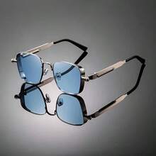 Retro Steampunk Style Men's Metal Square Fashion Glasses, Stylish And Exquisite, Lightweight And Portable, Perfectly Showcasing A Unique Style. Whether For Holidays Or Special Occasions, They Are An Excellent Choice. - Black - View 20