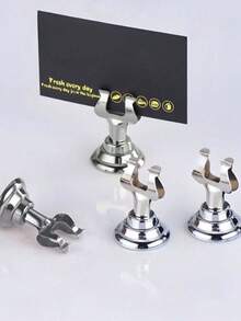 Mini Stainless Steel Table Number Holder, Desktop Nameplate Card Stand, Table Sign Holder For Wedding, Party, Reception, Restaurant, Home, Office Decor And Memo Display - Silver - View 2