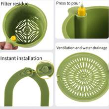 Hanging Kitchen Sink Press-Type Food Waste Filter Basket, Anti-Clogging Drain Filter Strainer, Suitable For Vegetable And Noodle Residue - A - View 9