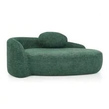 Minimalist Teddy Fleece Sofa With Rounded Design, Softly Padded Couch With Cushions, Versatile For Living Room, Bedroom And Studio. - 綠色 - 查看 11
